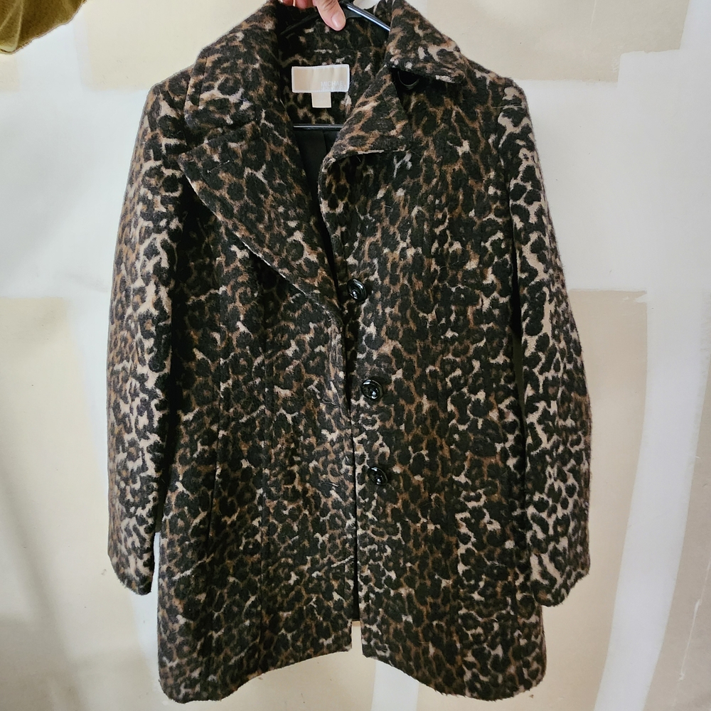 Michael Kors Animal Print Pea Coat
